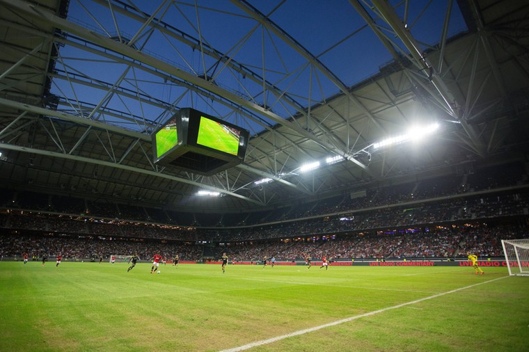 De Friends Arena, waar Ajax en Manchester United elkaar treffen.
