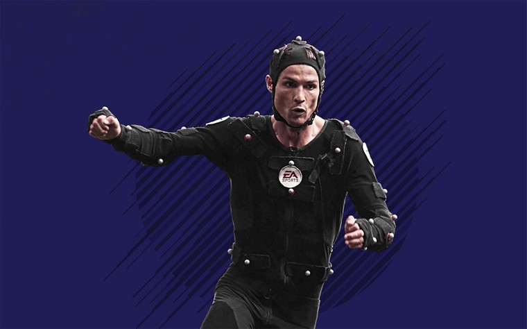 Ronaldo is door EA Sports behangen met sensoren om zijn bewegen in het spel te krijgen