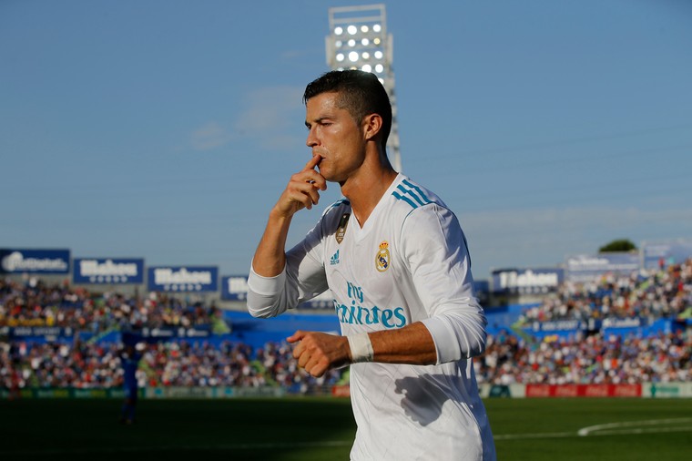 Cristiano Ronaldo maakte tegen Getafe zijn eerste treffer in La Liga van het seizoen. 