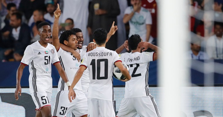 De spelers van Al-Jazira vierden de 1-0 op grootse wijze.