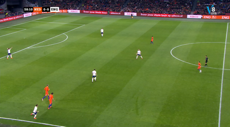 Oranje in aanloop naar het tegendoelpunt: even niet functionerend als team.