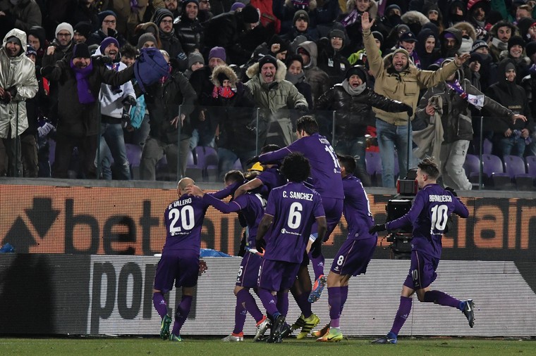 Feest bij Fiorentina, dat op 15 januari 2017 thuis wint van Juventus.