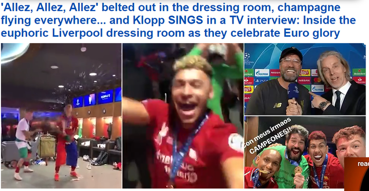 Op de voetbalsectie van The Daily Mail word je ondergedompeld in de feestvreugde van Liverpool.