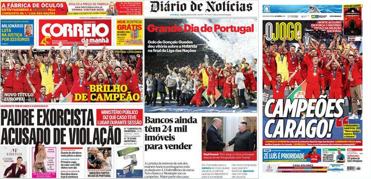 Voorpagina&#039;s van verschillende Portugese kranten.