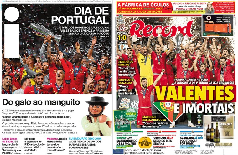 Voorpagina&#039;s van verschillende Portugese kranten.