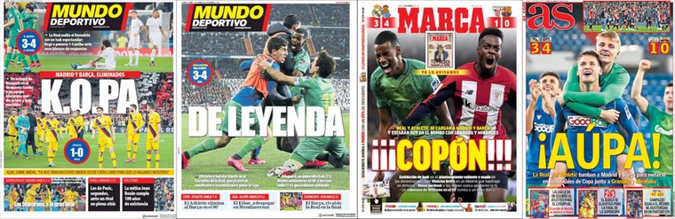 De covers van de Spaanse sportkranten op vrijdagochtend.