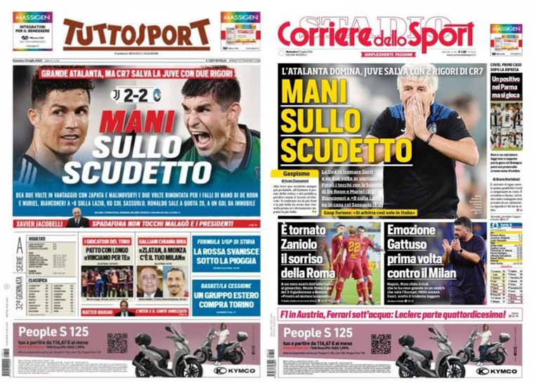 De covers van Tuttosport en Corriere dello Sport.