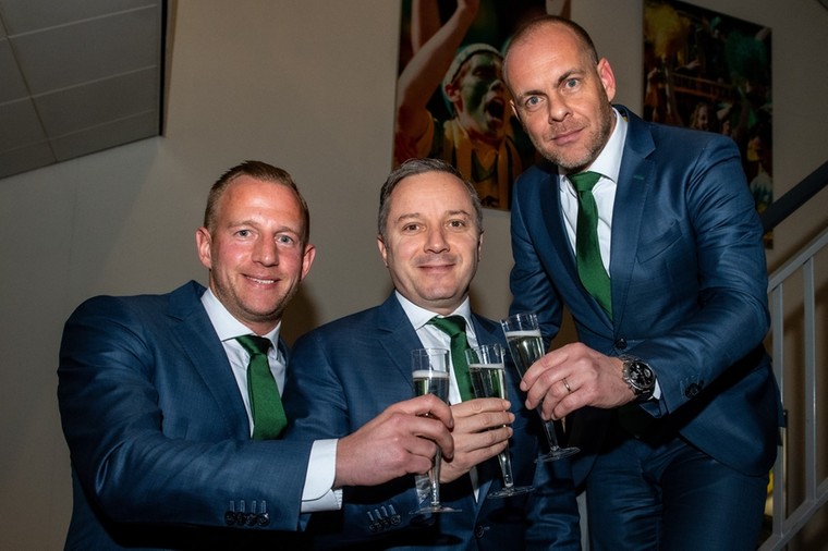 Ivo Pffenings (rechts) op de Nieuwjaarsreceptie met Sjoerd Ars (links) en eigenaar Isitan Gün (midden).