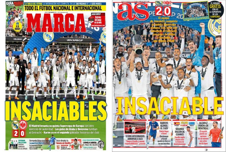 Dit Real Madrid is onverzadigbaar, aldus de Madrileense sportkranten AS en Marca.