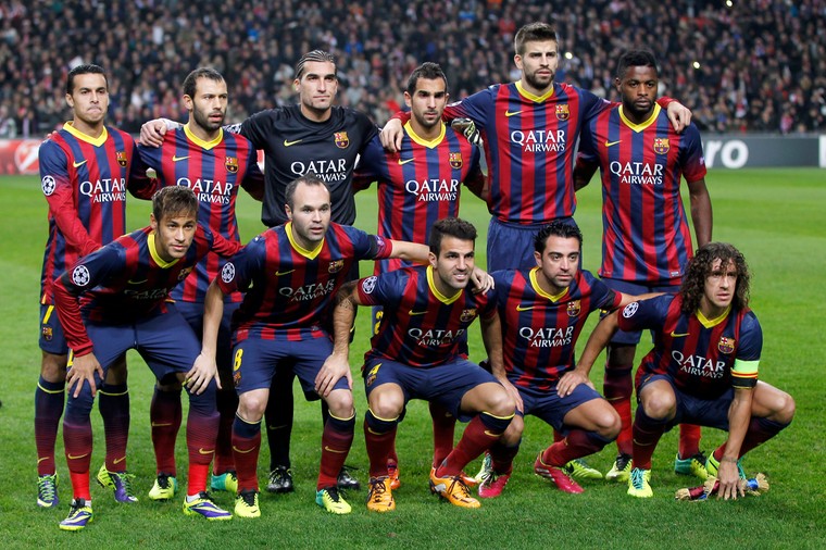 Cesc Fàbregas voor de Champions League-wedstrijd van Barcelona tegen Ajax. Geen onaardig elftal, en dan was Lionel Messi er nog niet eens bij.