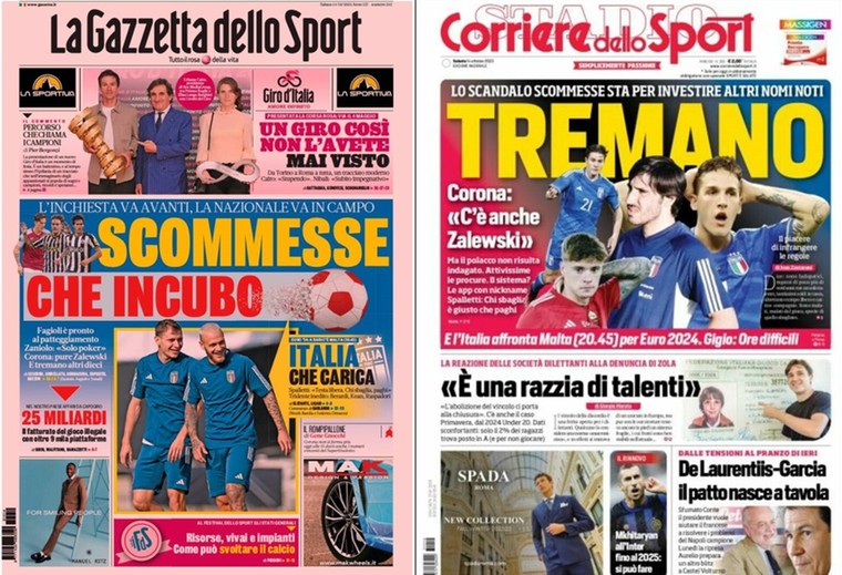 De zaterdagcovers van La Gazzetta dello Sport en Corriere dello Sport.