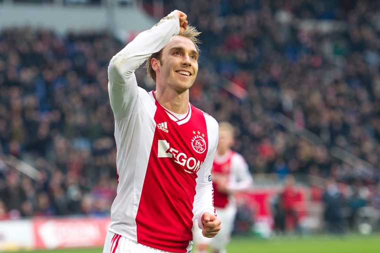 Christian Eriksen in 2013 als speler van Ajax vlak na zijn 21ste verjaardag.