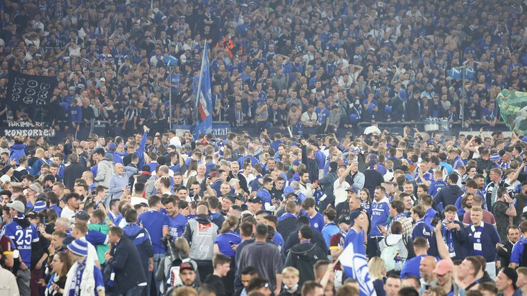 Schalke-fans plunderen het veld en verkopen het gras na promotiefeest