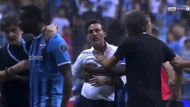 Bizarre taferelen: Adana-trainer Montella wil Balotelli te lijf gaan na zege