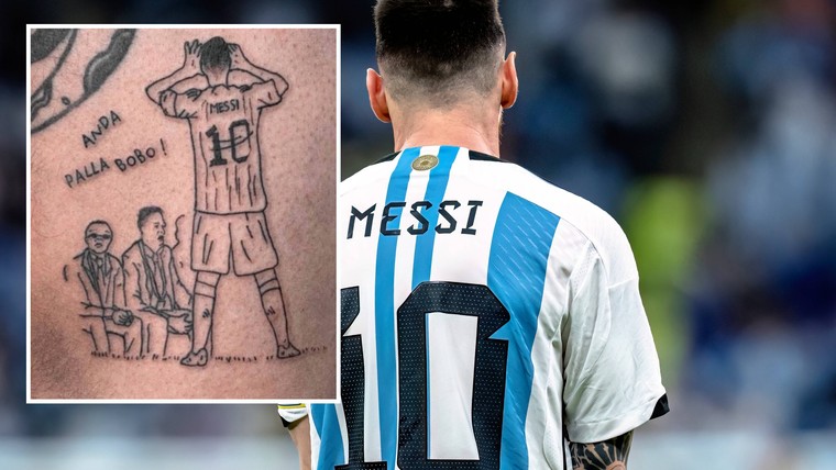 Zien om te geloven: fan tatoeëert boodschap van Messi aan Van Gaal