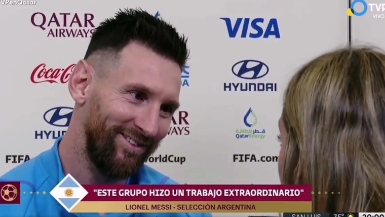 Messi onderbreekt interview dit keer om heel andere reden en wordt verlegen