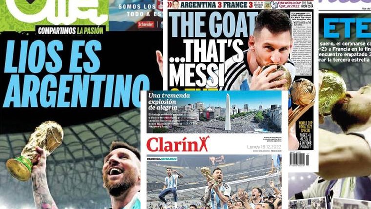 Zo zien de (Argentijnse) voorpagina's eruit: 'Gloria eterna'