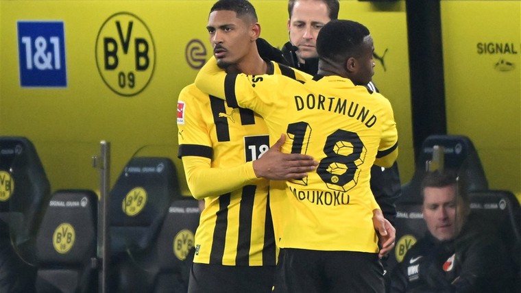 Emotioneel debuut Haller hoogtepunt van spectaculaire zege Dortmund