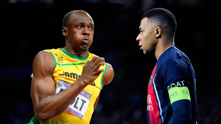 Mbappé loopt honderd meter iets meer dan een seconde langzamer dan Bolt