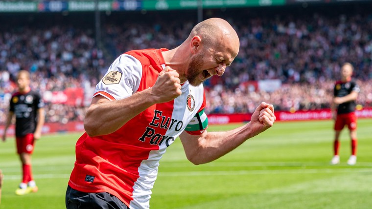 Trauner als een kind zo blij met eerste Feyenoord-treffer: 'Het is eindelijk gebeurd'