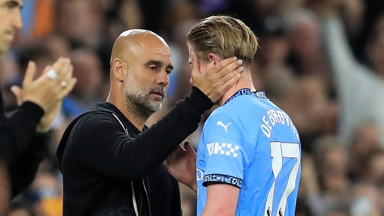 Guardiola in tranen bij afscheid van De Bruyne: 'Het is een verdrietige dag'