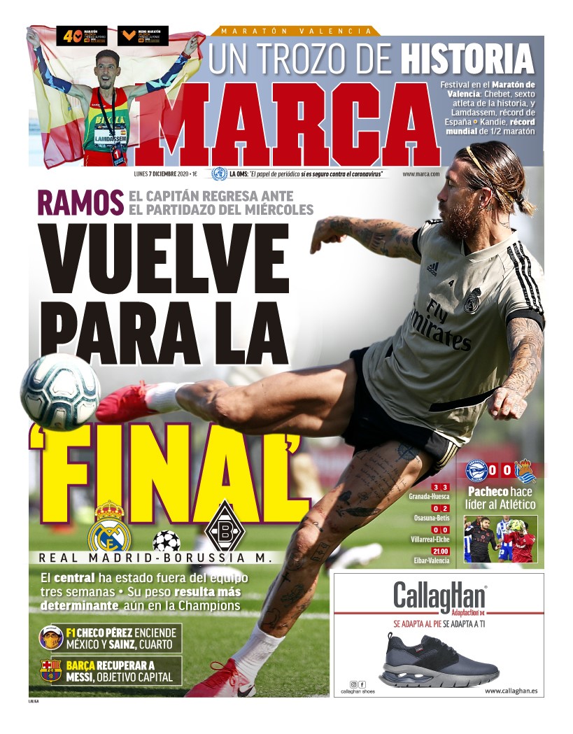 De voorpagina van Marca: Terug voor de finale