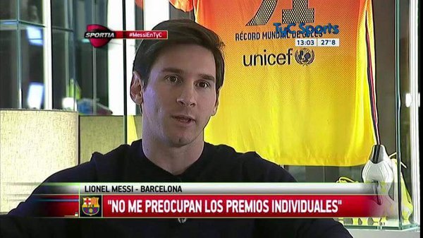 Messi tijdens het interview met TyC Sports