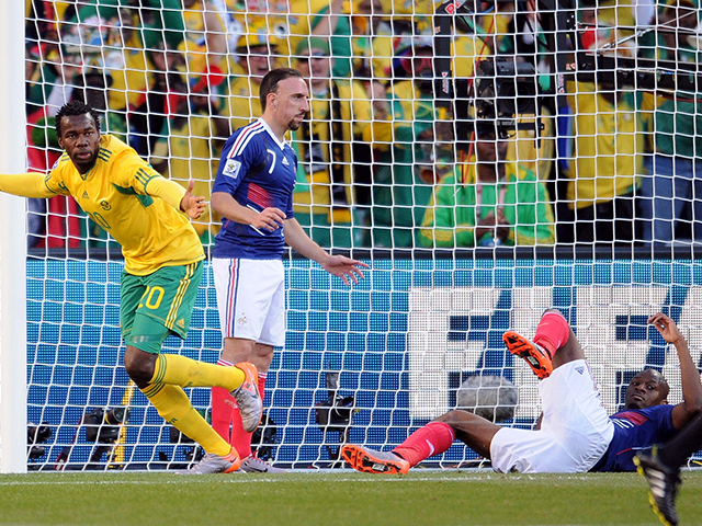 Frankrijk eindigde op het WK 2010 als laatste in Groep A, na een 2-1 nederlaag tegen Zuid-Afrika.