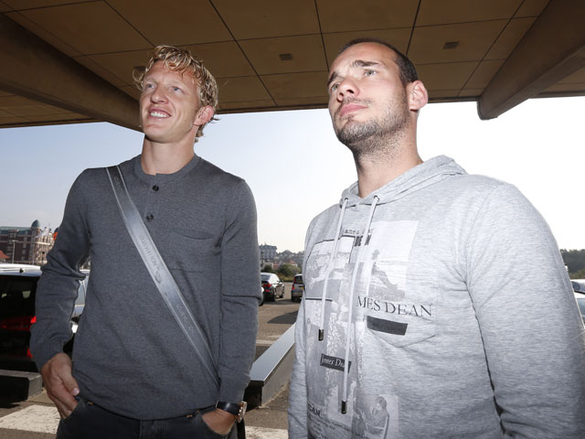 Dirk Kuijt (Fenerbahçe) en Wesley Sneijder (Galatasaray): tegenstrevers in Turkije, ploeggenoten bij Oranje.