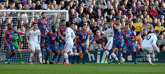 Wayne Rooney werd tegen Crystal Palace geen moment in stelling gebracht.