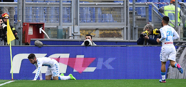 Mertens na zijn goal tegen AS Roma.
