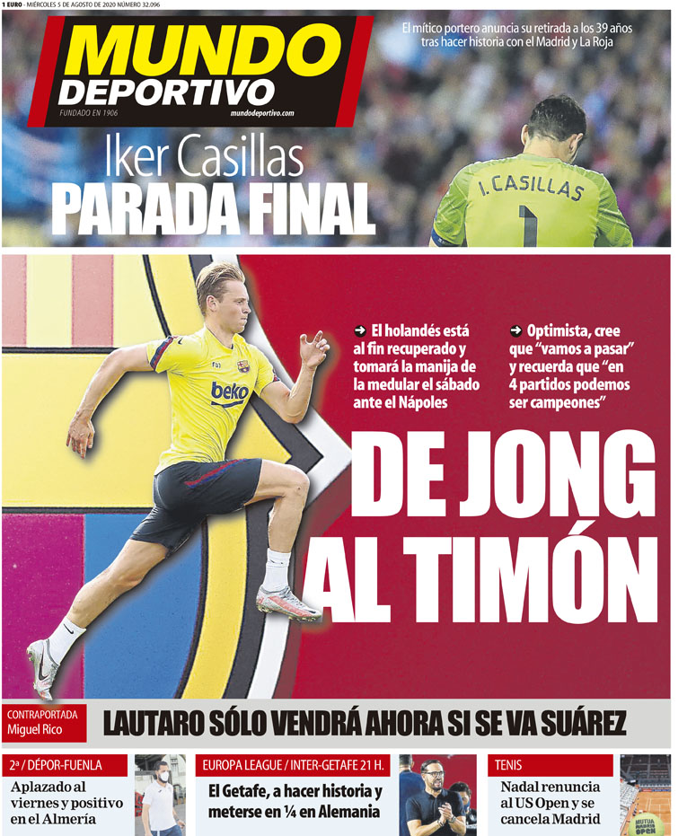 Ook Mundo Deportivo voorziet een belangrijke rol voor Frenkie: &#039;De Jong aan het roer&#039;. 