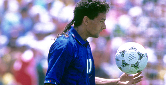De &#039;echte&#039; Roberto Baggio, Wereldvoetballer van het Jaar in 1993.
