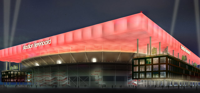 In de plannen van Zwarts &amp; Jansma krijgt de nieuwe Kuip een overkapping die op die van de Allianz Arena, het stadion van Bayern München, lijkt.