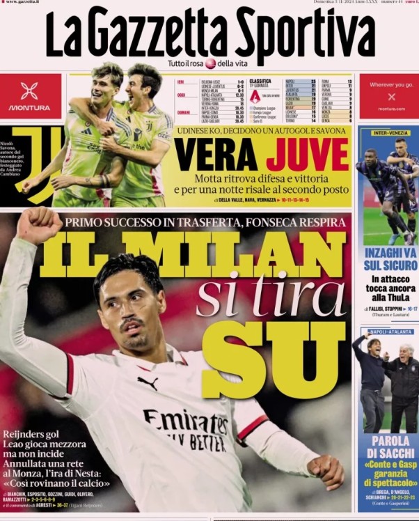 Reijnders op de voorpagina van La Gazzetta dello Sport