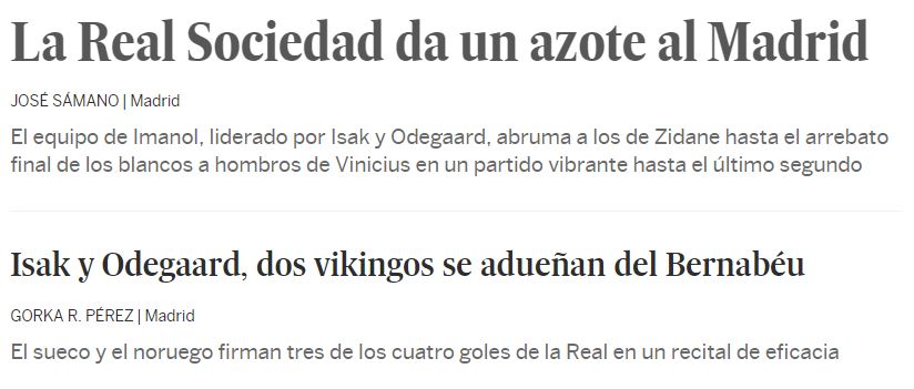 De koppen op de website van El País.