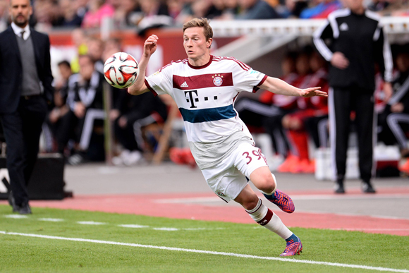 Rico Strieder tijdens zijn eerste en enige wedstrijd in de hoofdmacht van Bayern München.