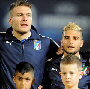 Ciro Immobile en Lorenzo Insigne bij Jong Italië.