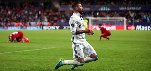 Het duel tussen Real Madrid en Sevilla om de Europese Super Cup op 9 augustus werd mede dankzij een treffer van Sergio Ramos gewonnen door de Madrilenen.