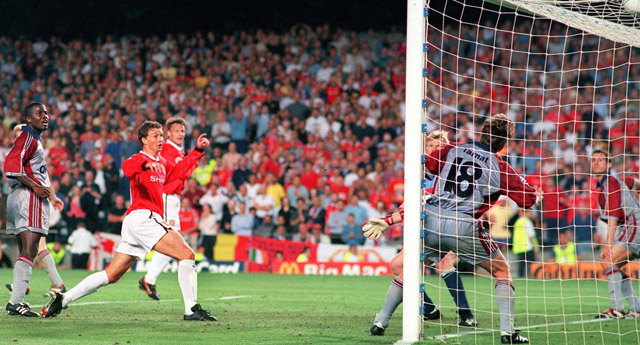 Het winnende doelpunt van Solskjaer in 1999 in de finale van de Champions League tegen Bayern München in Barcelona.