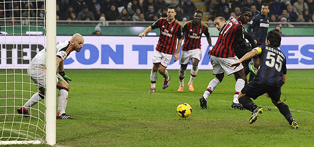 Op 22 december speelden Internazionale en AC Milan voor het laatst tegen elkaar. Toen wonnen de Nerazzurri dankzij deze vroege treffer van Rodrigo Palacio.