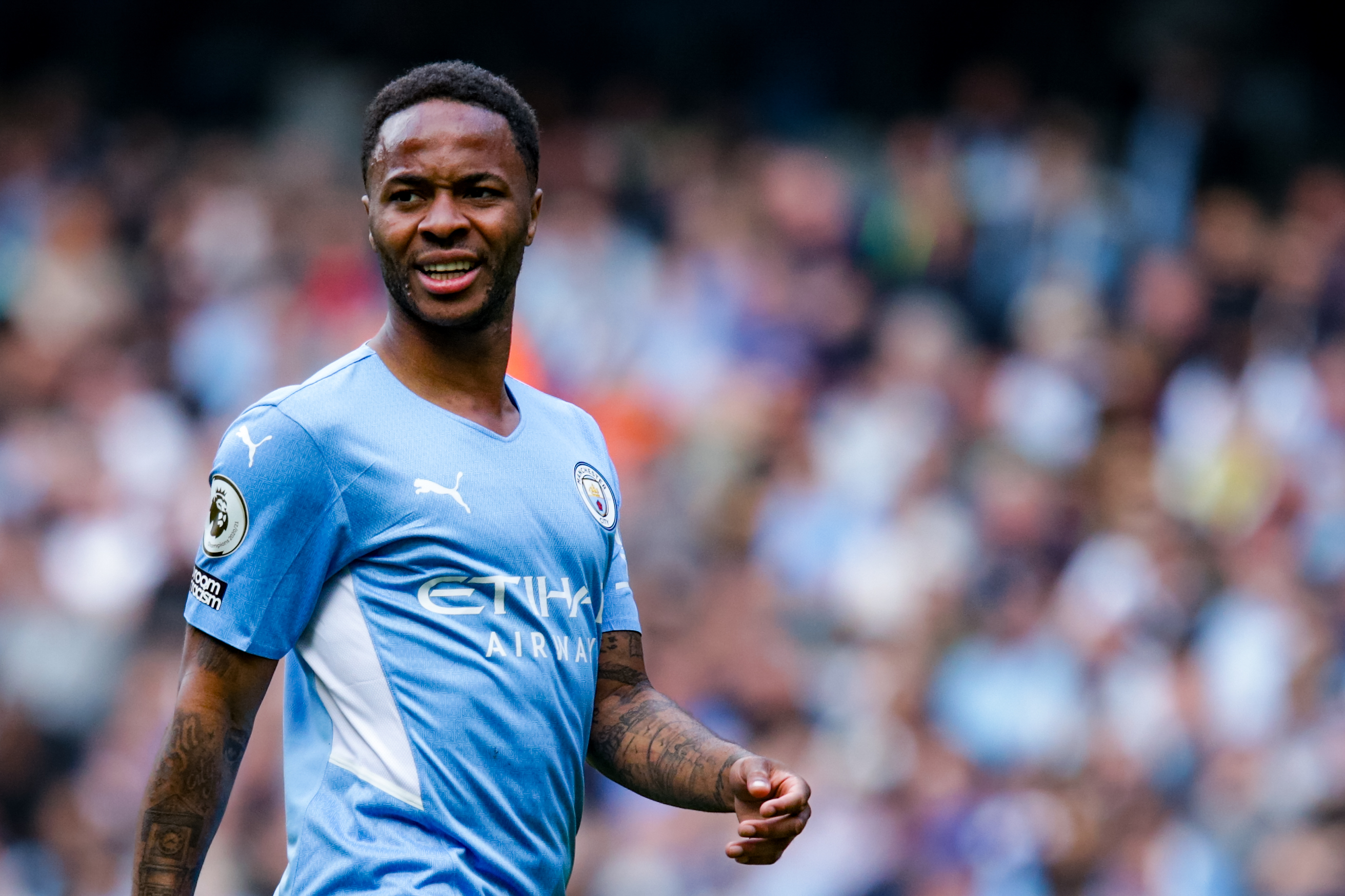 Raheem Sterling als speler van Manchester City.