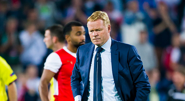 Ronald Koeman druipt beteuterd af na wéér een nederlaag in Europa. Kuban Krasnodar heeft in De Kuip zojuist met 2-1 gewonnen van Feyenoord.