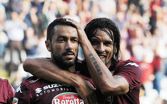 Fabio Quagliarella (links) vormt met Amauri het spitsenduo van Torino.