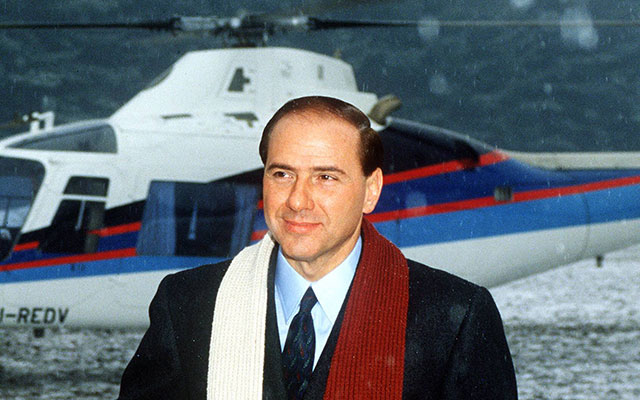 Silvio Berlusconi in 1986, kort nadat hij AC Milan heeft overgenomen.