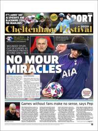De cover van Metro: &#039;No Mour Miracles&#039;. Mourinho heeft geen wonderen kunnen verrichten.