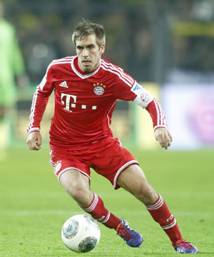 Aanvoerder Philipp Lahm in actie namens Bayern.