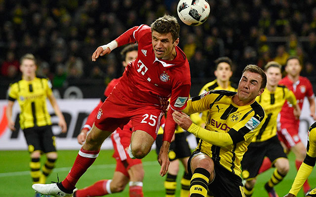 Bayern München verloor zijn ongeslagen status in Dortmund. Ook Thomas Müller, die dit seizoen nog niet scoorde in de Bundesliga, kon het verschil niet maken.