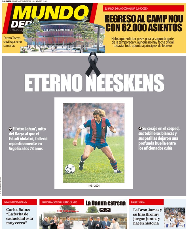 Neeskens op de cover van Mundo Deportivo