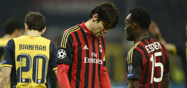 In San Siro verloor AC Milan met 1-0 van Atlético Madrid. Met name Kaká liet na te scoren namens Milan.